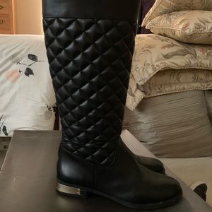 Vince Camuto Knee High Black Quilted Leather boots